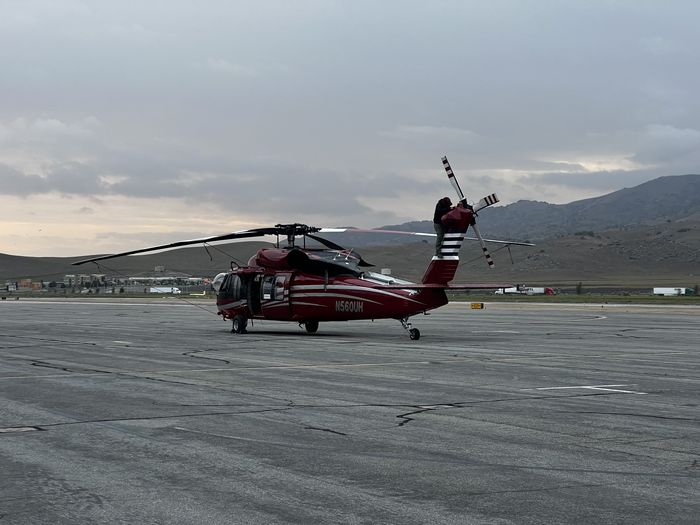 UH-60 Black Hawk on the ramp at dusk