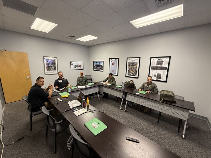 Portugal Air Force pilots in ground school classroom briefing