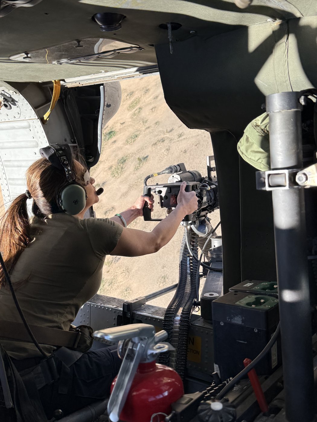 Operator at gun position in Black Hawk